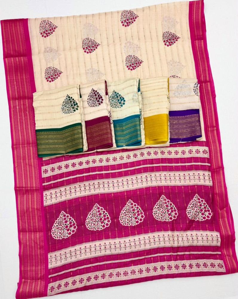 Pure Soft Dola Saree with Butti & Jacquard Border