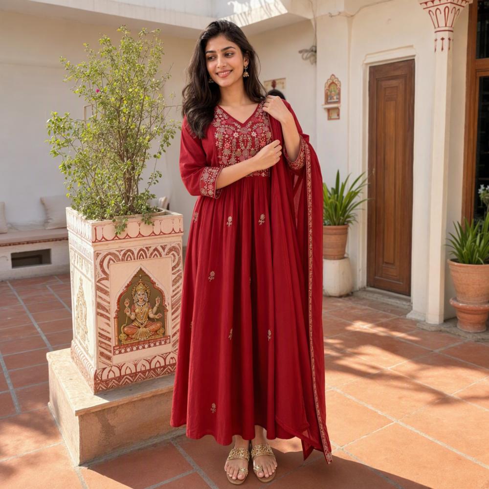 Women's Soft Georgette Kurta Pant Set with Dupatta