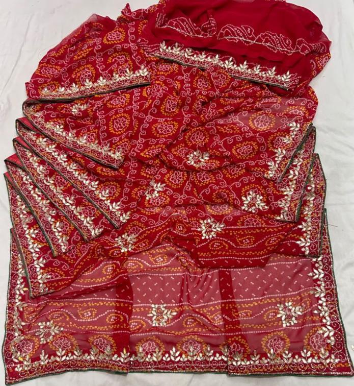 Synthetic Georgette Saree with Handwork Border