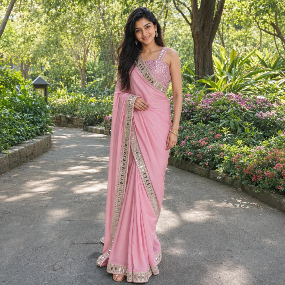 Sapce Silk Fancy Saree with Multi Embroidery Blouse