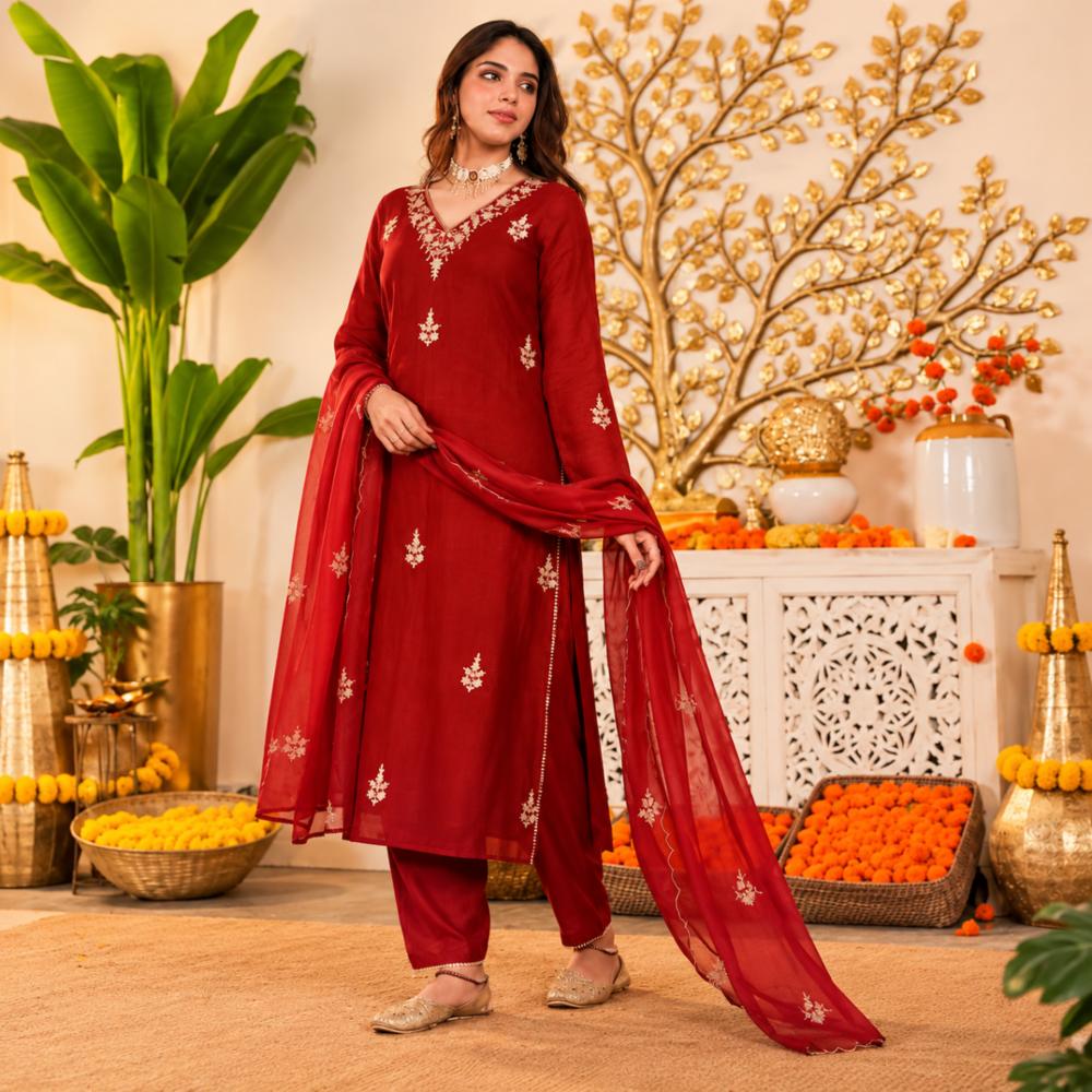 Women's Soft Georgette Kurta Pant Set with Dupatta
