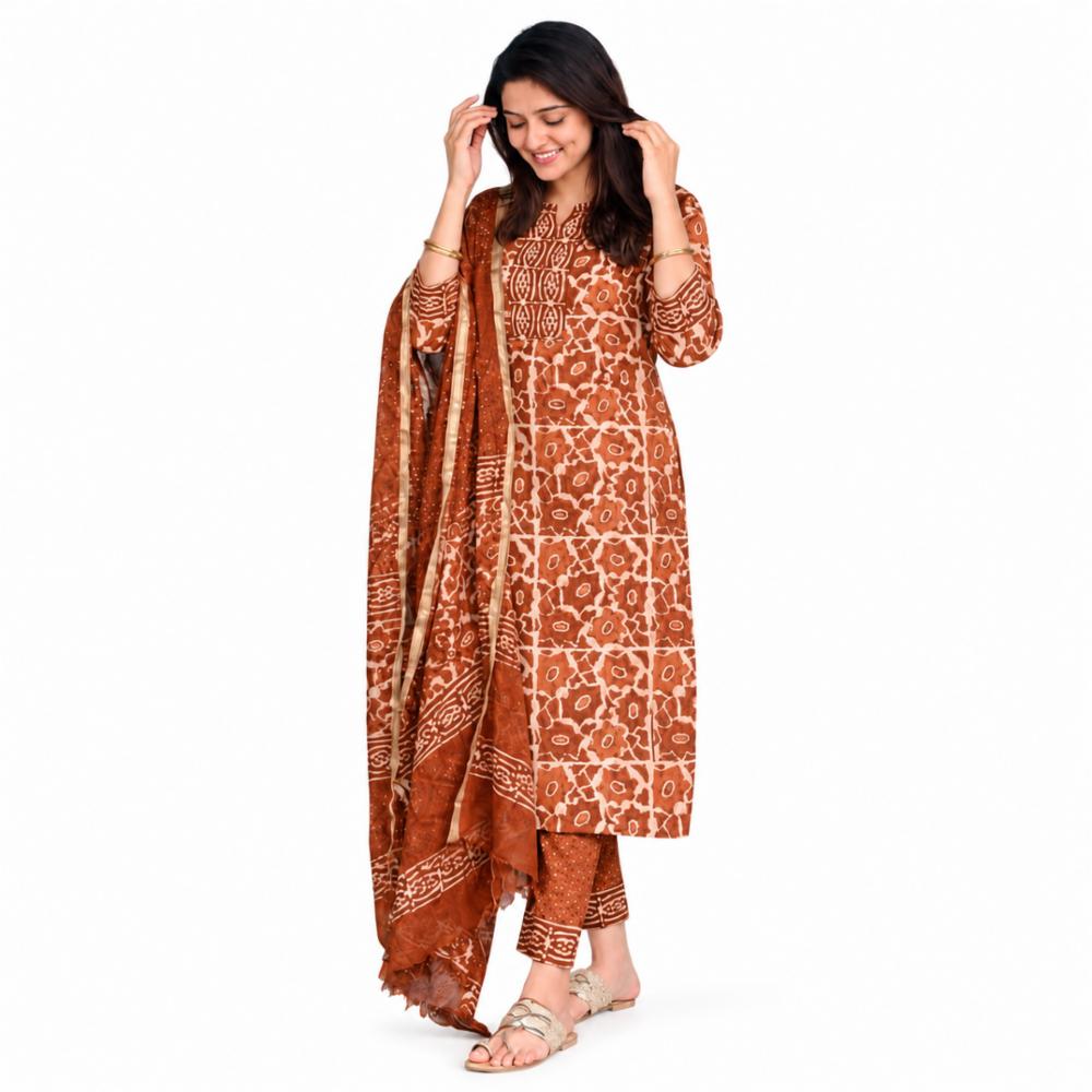 Anushri Orange Viscose Kurta Set 