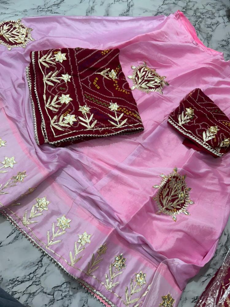 Pure Chinon Bandhej Lehenga with Chunari Dupatta and Blouse
