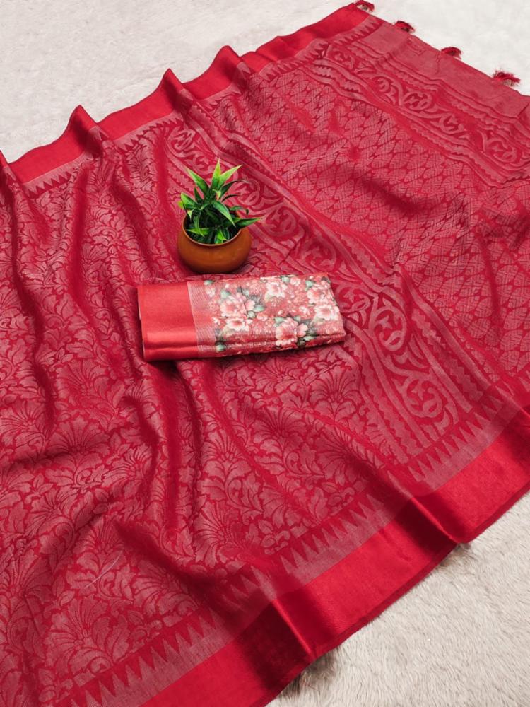 Exclusive Linen Brasso Saree with Satin Jari Border