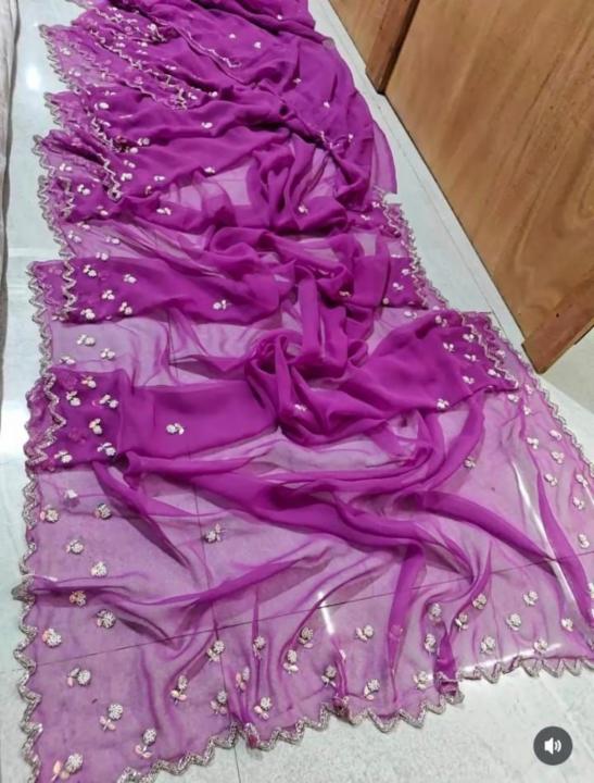 Royal Georgette Saree with Handwork Motifs and Border