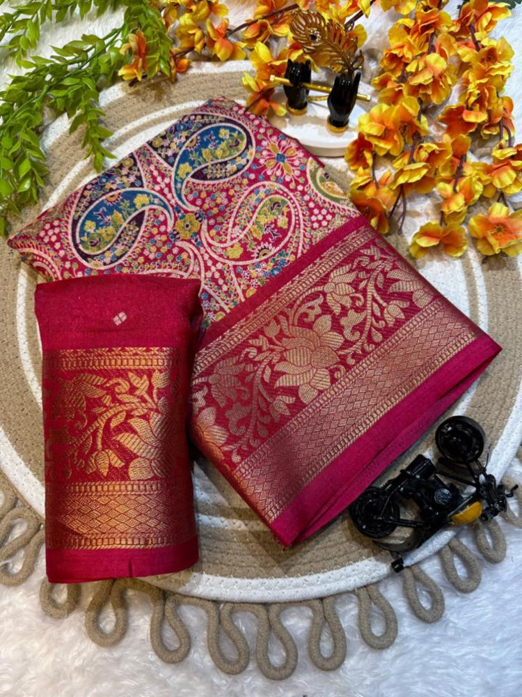 Georgette Saree with Ajrakh Print and Blouse Piece