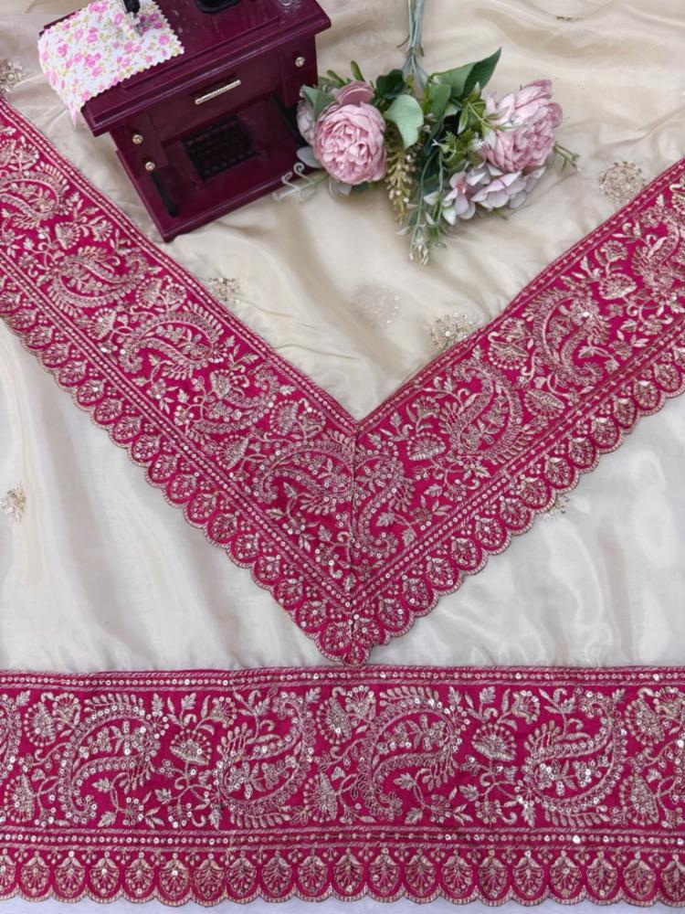 Wedding Wear Soft Rangoli Silk Embroidered Saree with Blouse