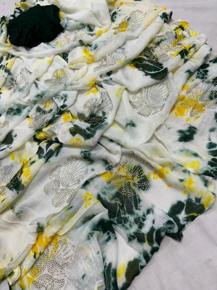 Pure Georgette Viscose Saree with Shibori Dye and Sequin Work