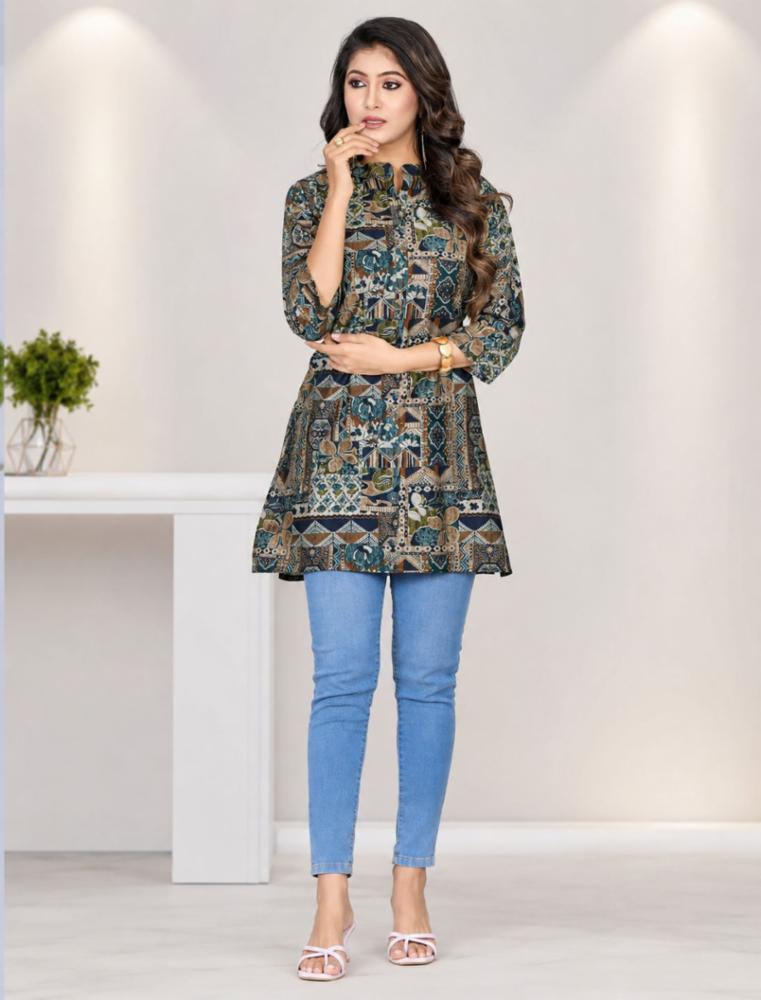 Abstract Print Muslim Short Kurti