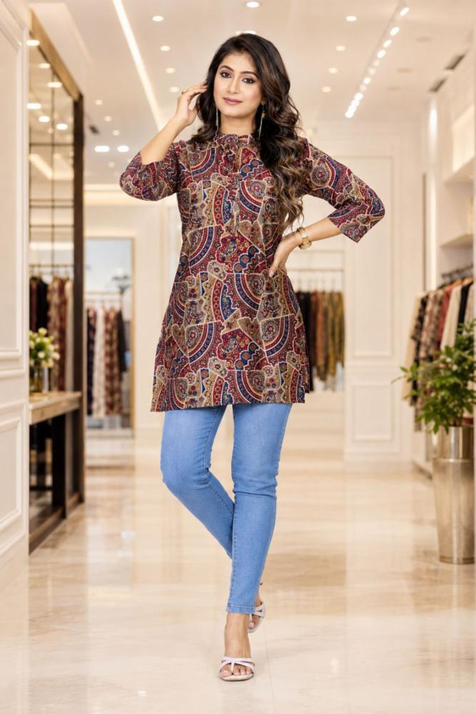 Boho-chic Printed Muslim Kalamkari Short Kurti
