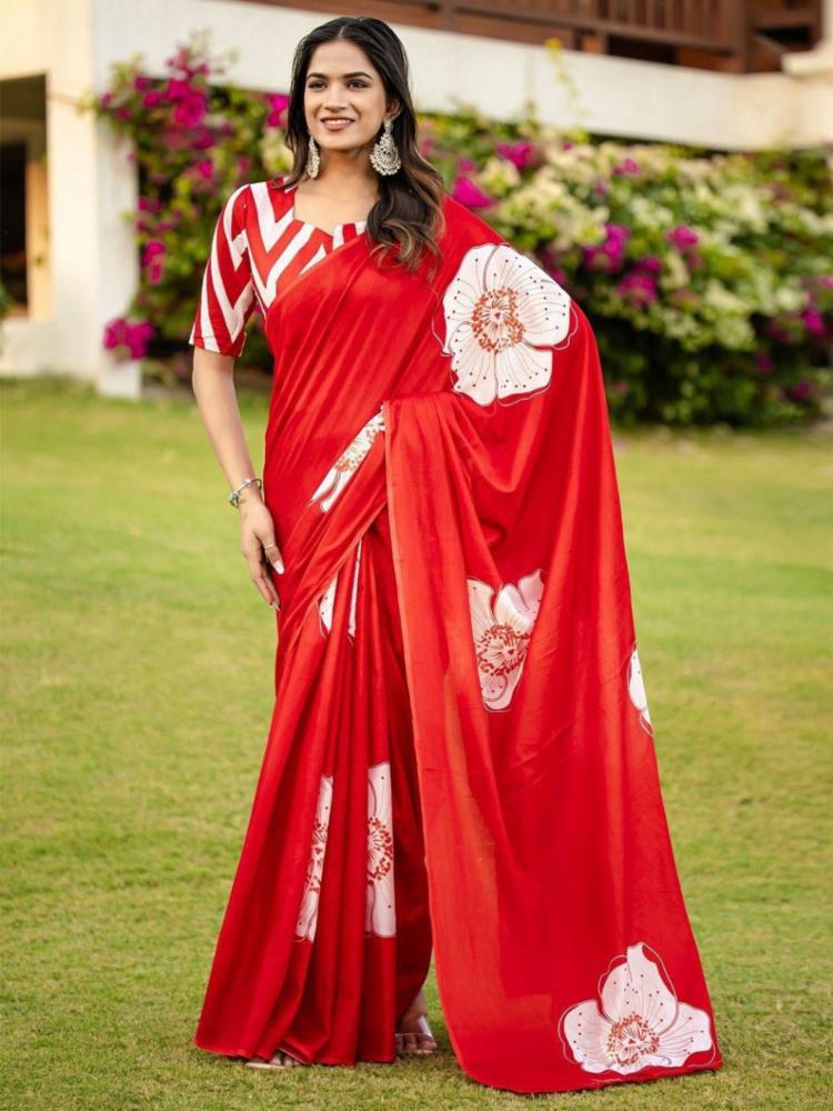 Japan Sartin Silk Saree with Ajrakh Print Border