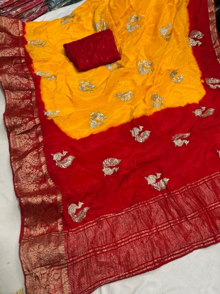 Pure Rasian Dola Silk Zari Saree with Red Blouse for Karwa Chauth