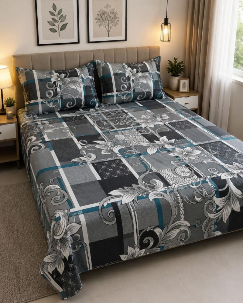 Premium Jacquard Cotton Double Bedsheet with 2 Pillow Covers
