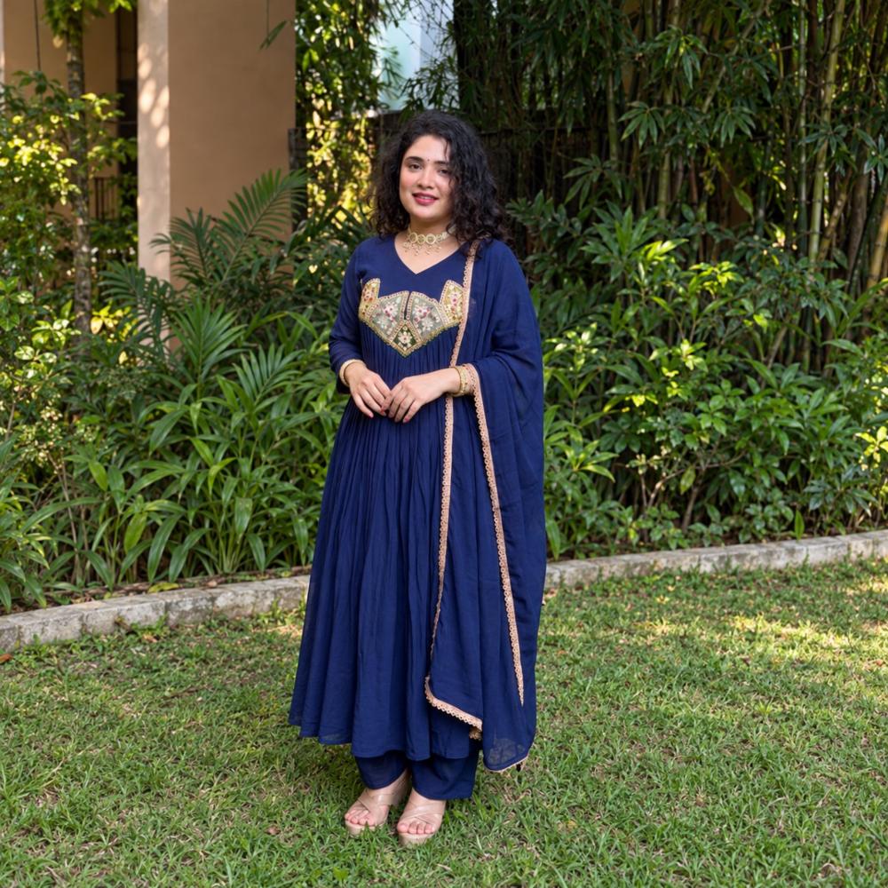 Pure Mal Sandhery Embroidered Suit Set with Dupatta