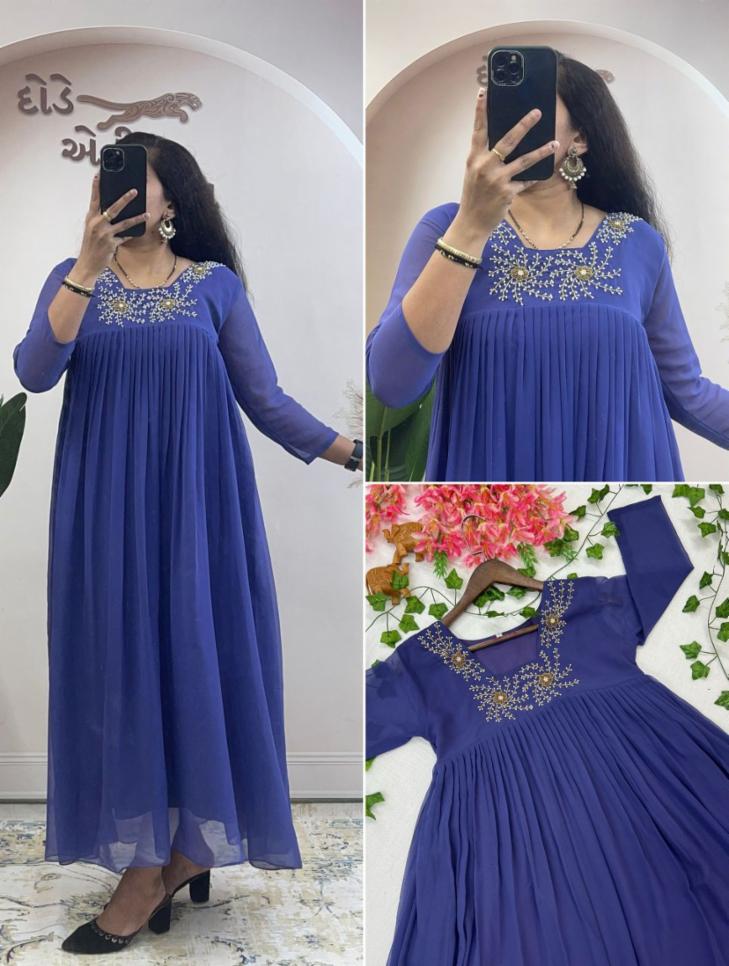 Faux Georgette Handwork Kurti with Maggam Work