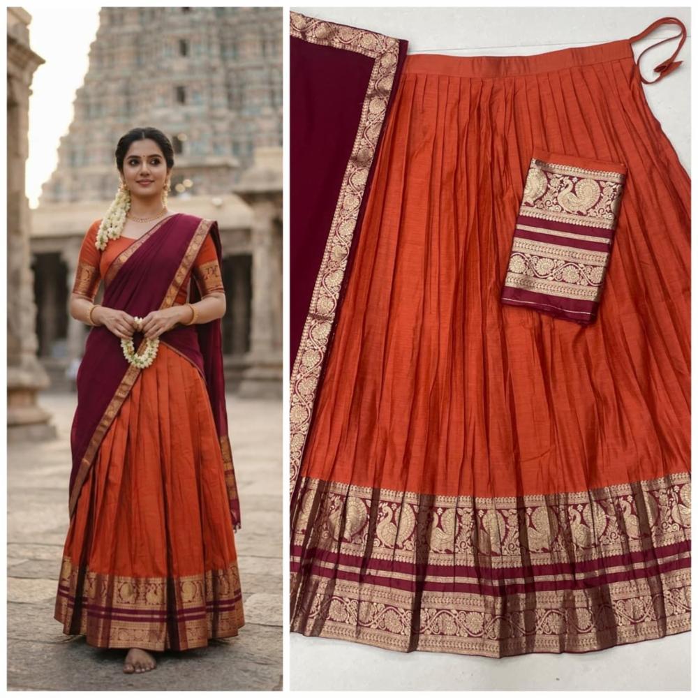 South Style Kanci Cotton Silk Zari Weaving Lehenga