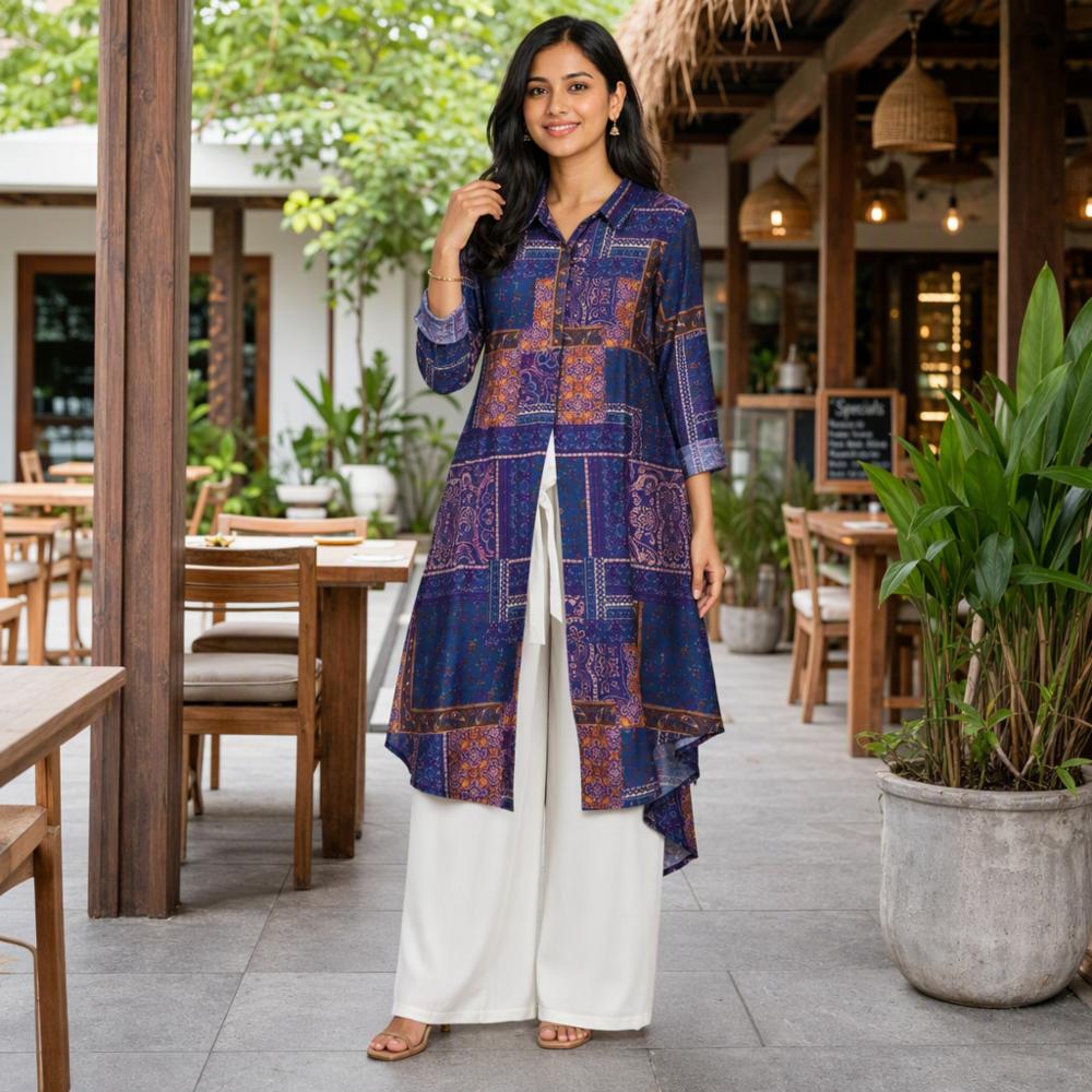 Reyon Kurti and Plazzo Set with Digital Print