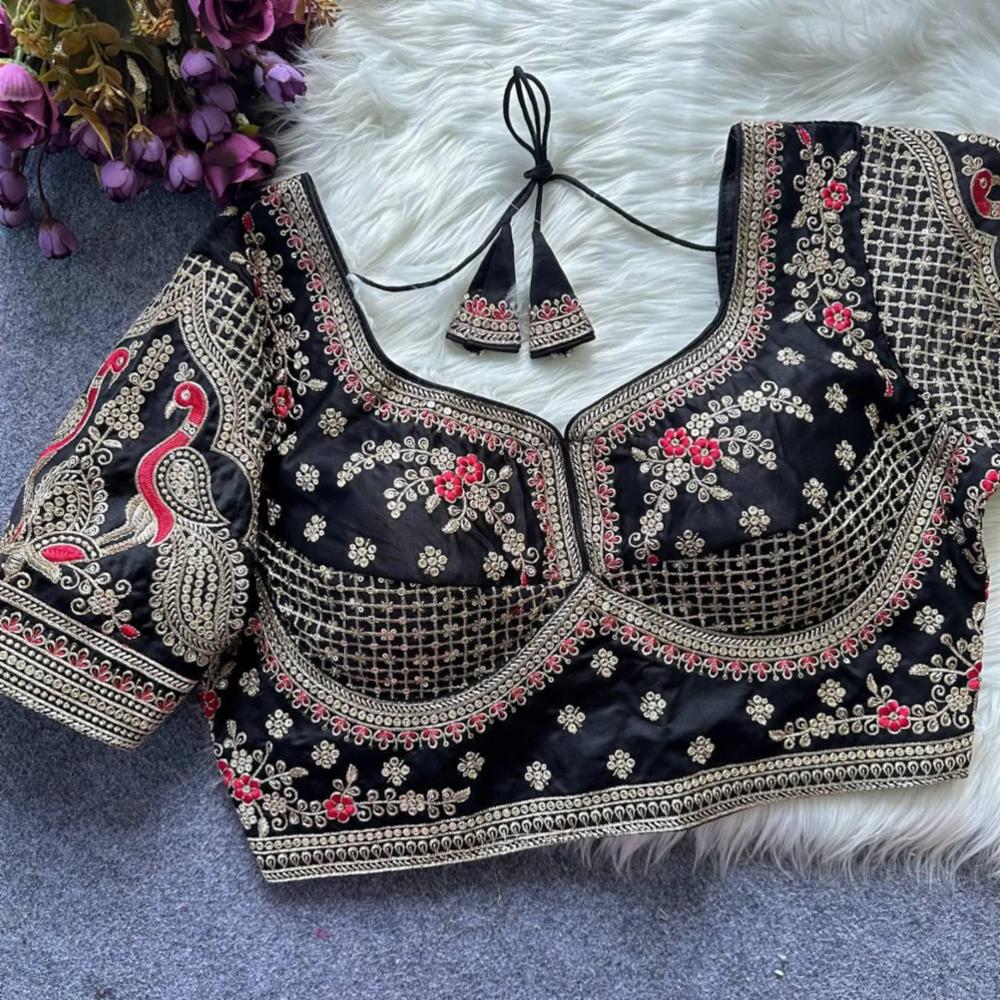 NIOXI Women's Designer Embroidery Sequins Work  Readymade Blouse 