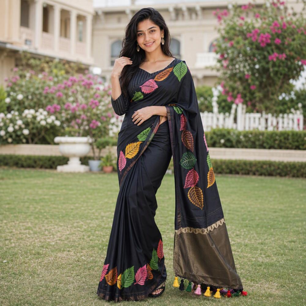 Banarasi Soft Silk Saree with Jacquard Border Blouse