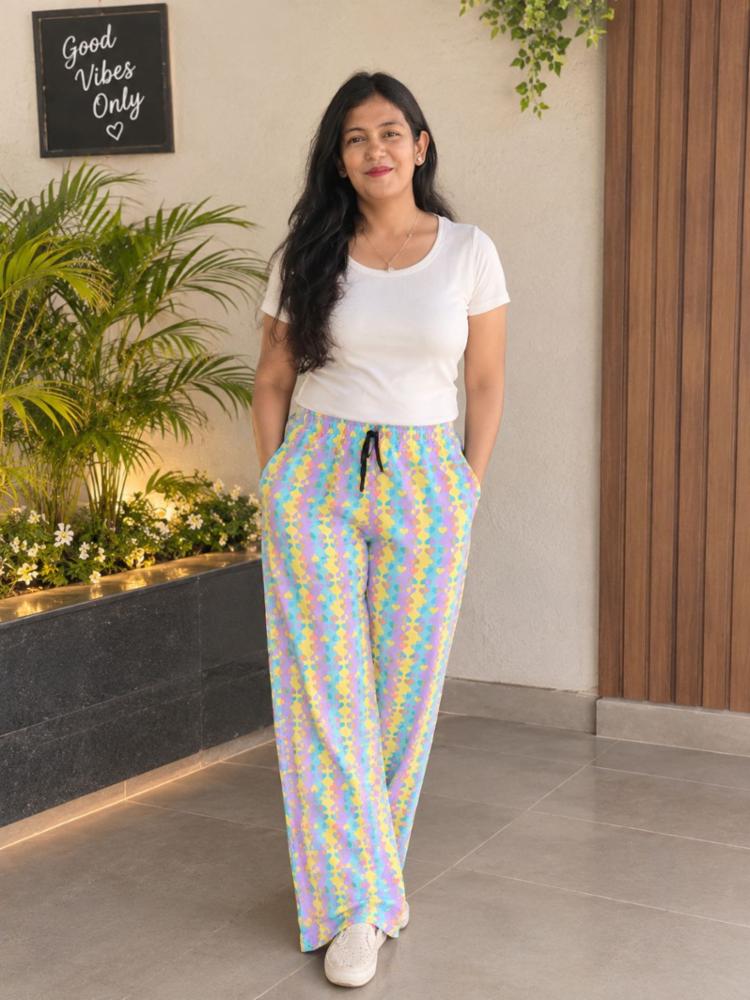 Women's Multicolor Graphic Print Ribbed Pajama