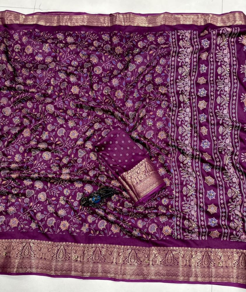 Pure Arjakh Georgette Ghungaroo Saree with Designer Blouse