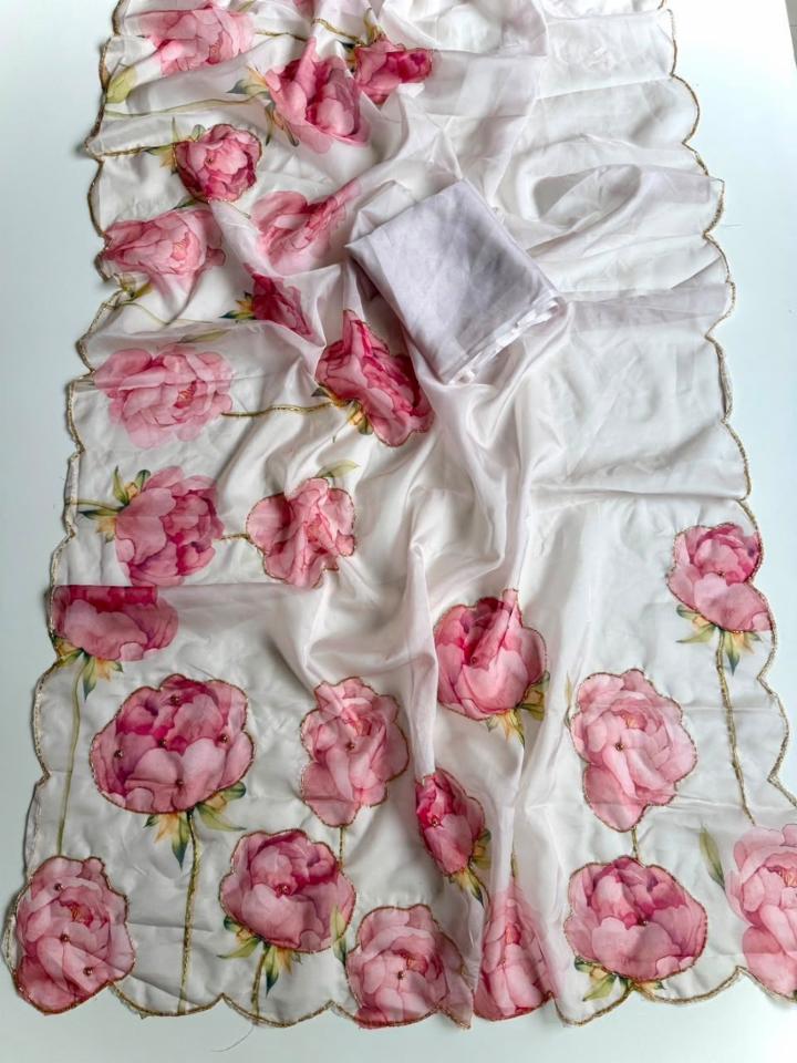 Soft Tebby Silk Digital Floral Print Saree