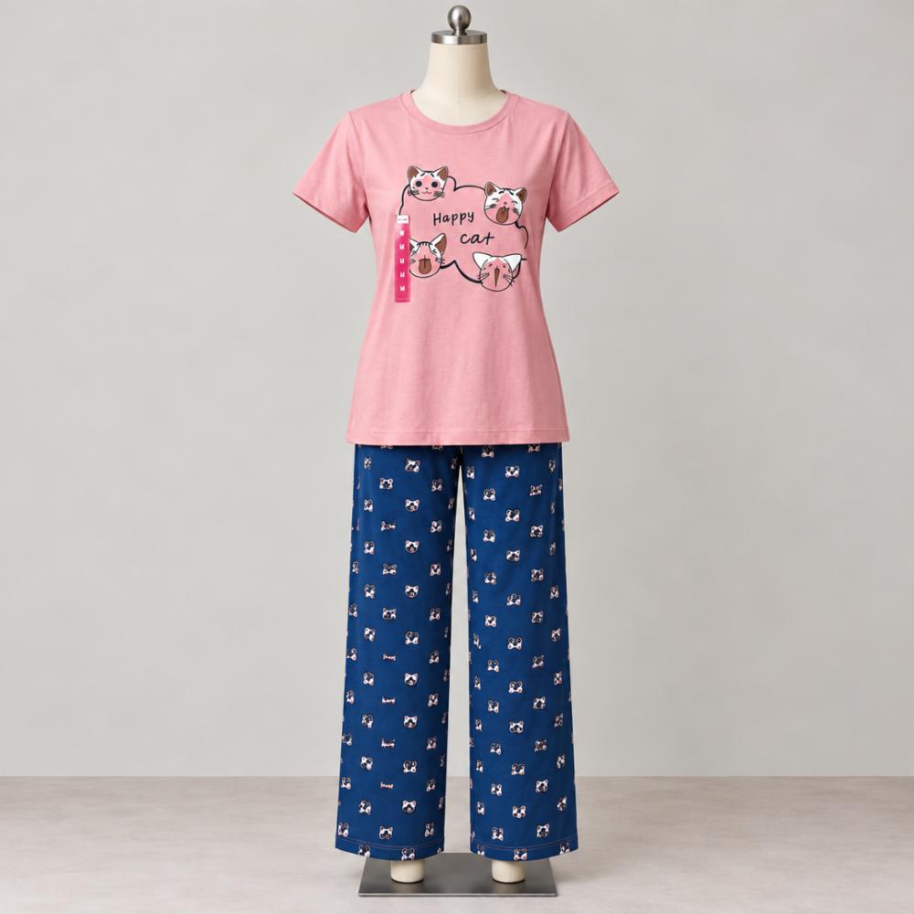 Women's Pure Cotton Half Sleeve Night Suit