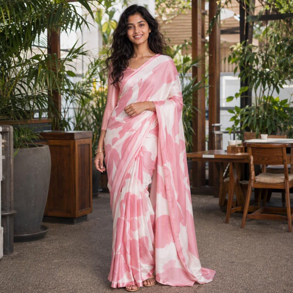 Original Japan Satin Digital Print Saree - Devsena Satin