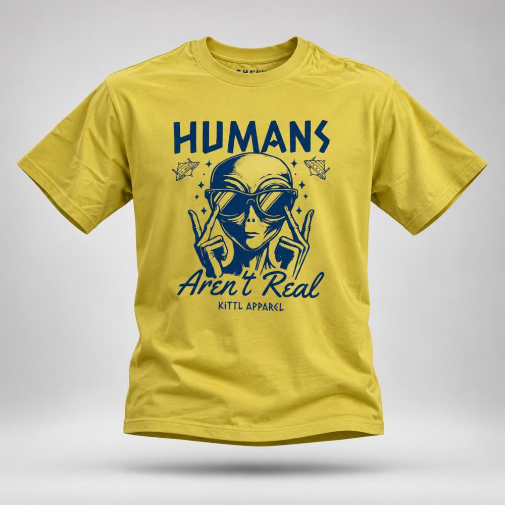 Men's Yellow Graphic Printed Round Neck Cotton T-Shirt