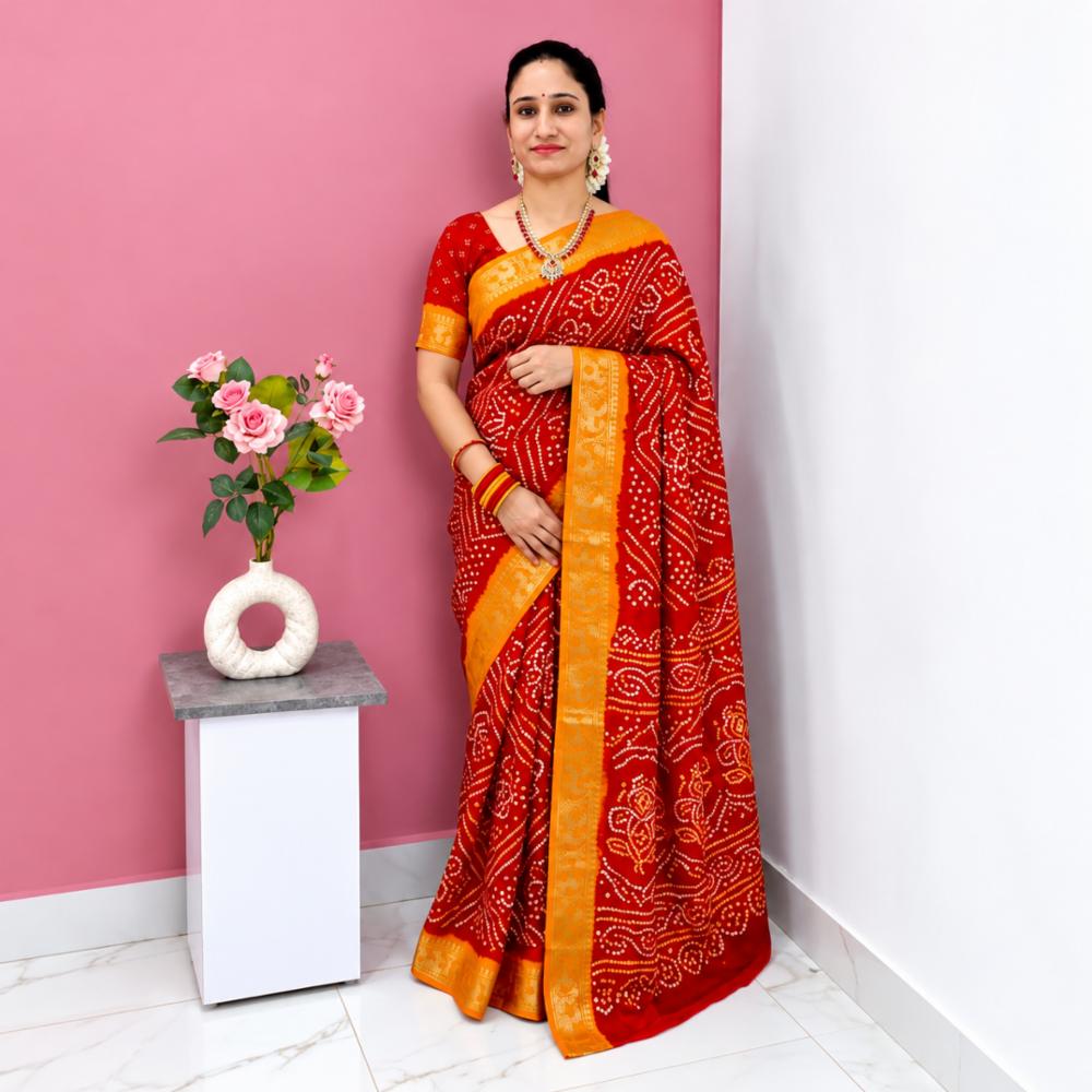Multi Marshmallow Lightweight Saree With Blouse