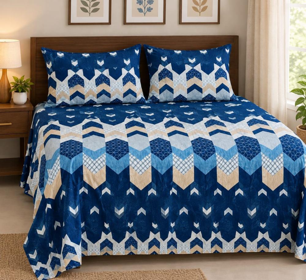 Warm Velvet Bedsheet with Pillow Covers (Queen Size)
