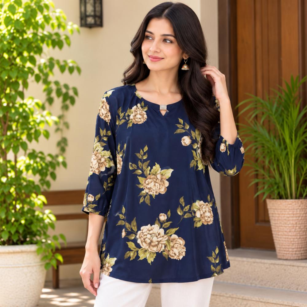 Plus Size Full Sleeve Top with Imported Fabric
