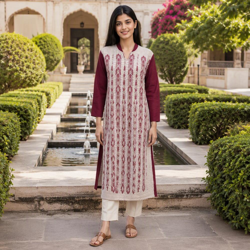 Woolen Stitched Kurti A-Shape