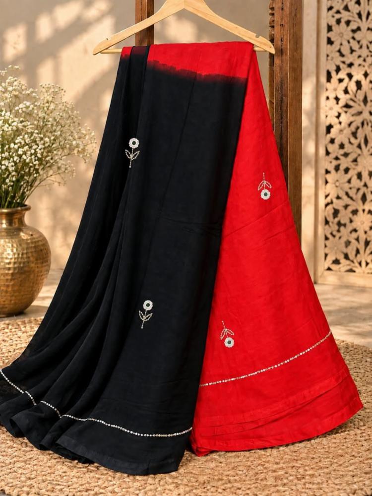 Premium Semi-Chiffon Saree with Moti & Katdana Butti Work