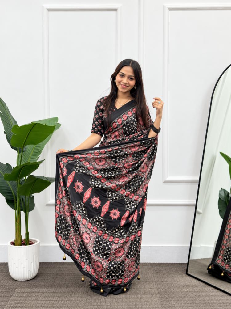 Premium Crepe Silk Saree with Printed Design