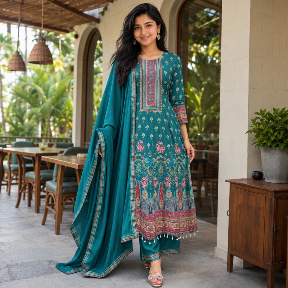 Rajasthani Anarkali Kurti, Plazo & Dupatta Set