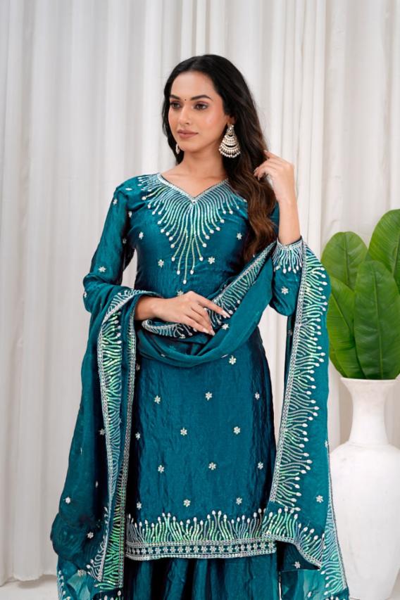 Top, sharara & dupatta set 