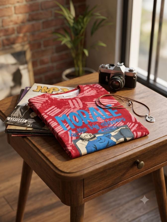 Union Fire Men Red Acid Wash Oversized Graphic Printed Round Neck T-Shirt