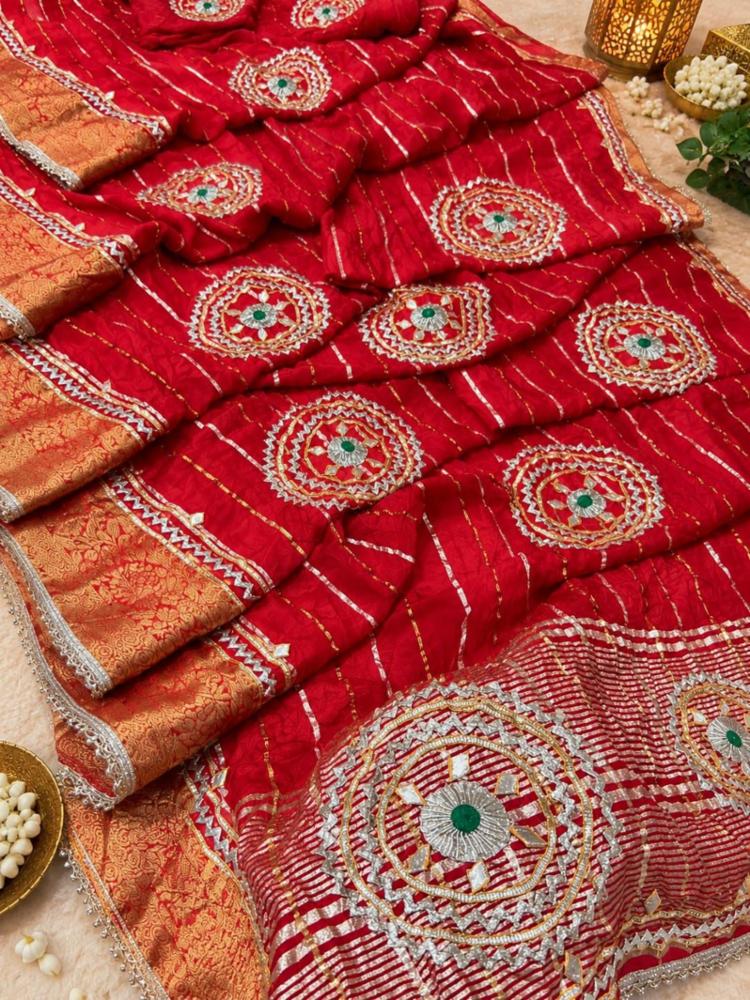 Dola Silk Zari Saree with Kaccha Gota and Upada Silk Zari