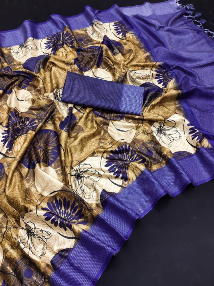 Elegant Kanjivaram Silk Saree with Rich Floral & Geometric Prints