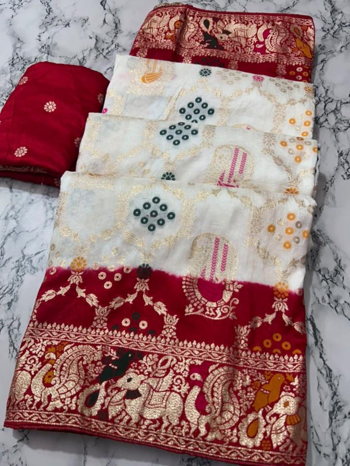 Shaded Multi-Colour Semi Dola Zari Saree