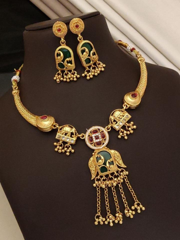 Laxmi Enterprise Brass Multicolor Necklace Set