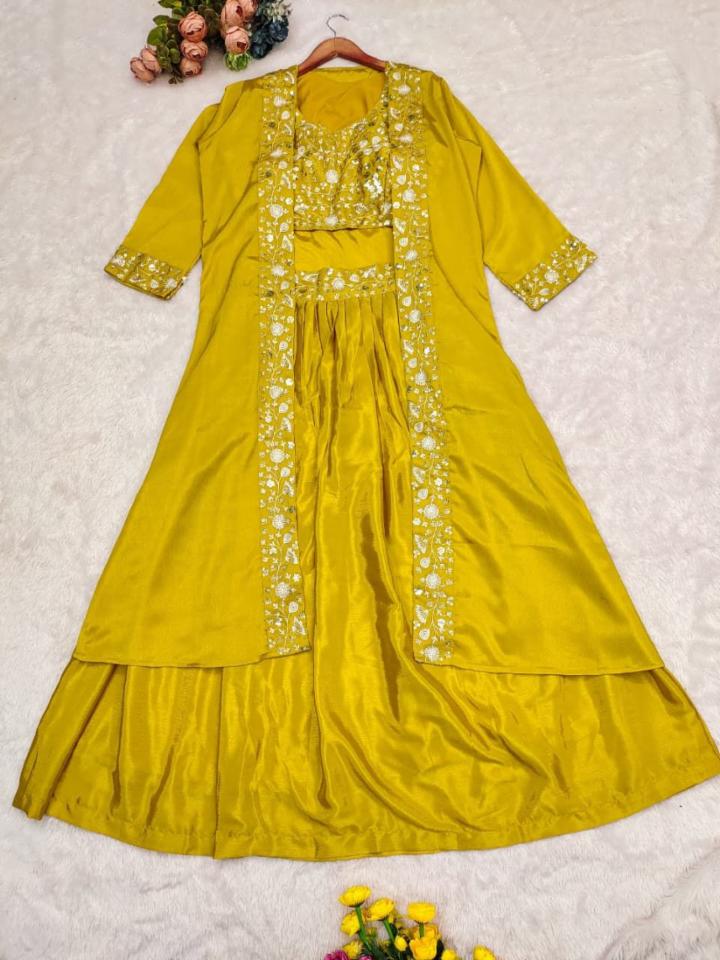 Chinnon Silk Embroidered Lehenga