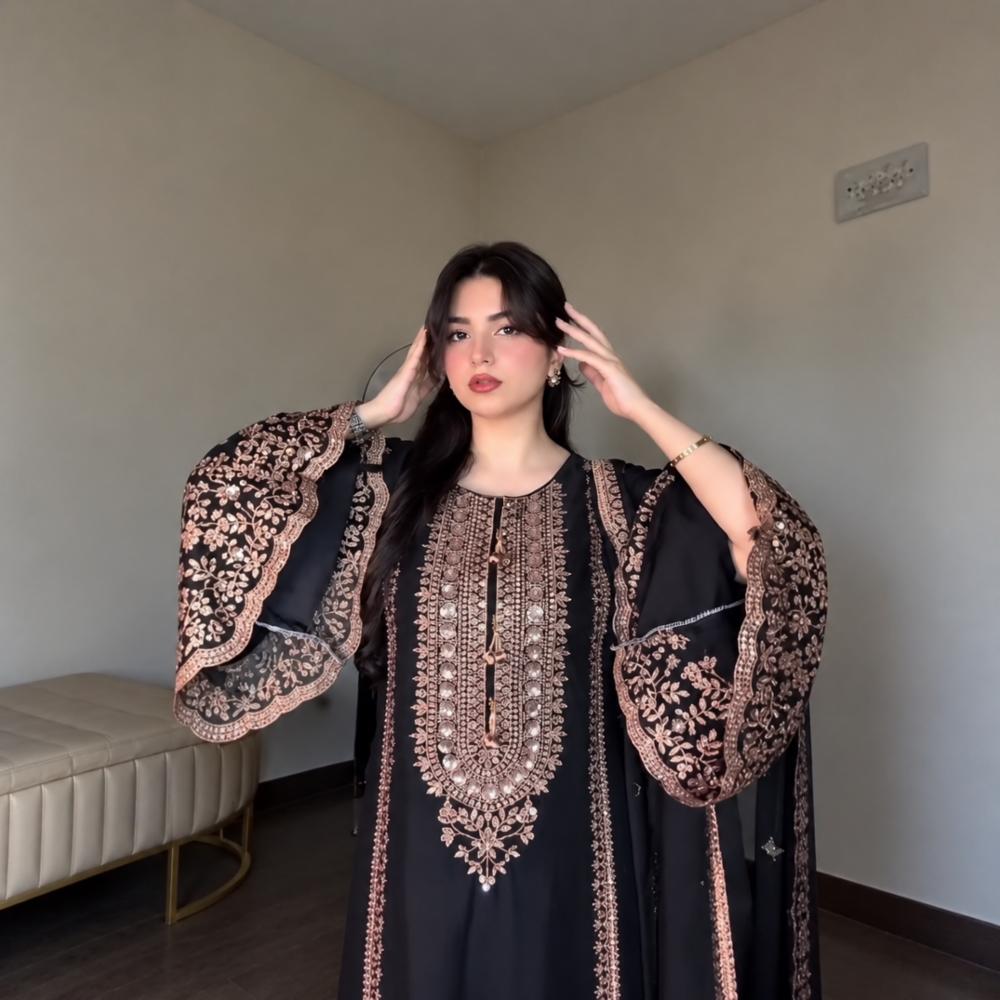Rangoli Silk Kurta, Plazzo & Dupatta Set with Embroidery Work