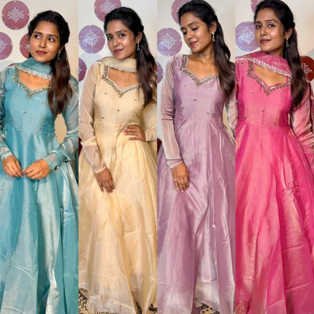 Kabana Hand Work Gown with Embroidered Dupatta