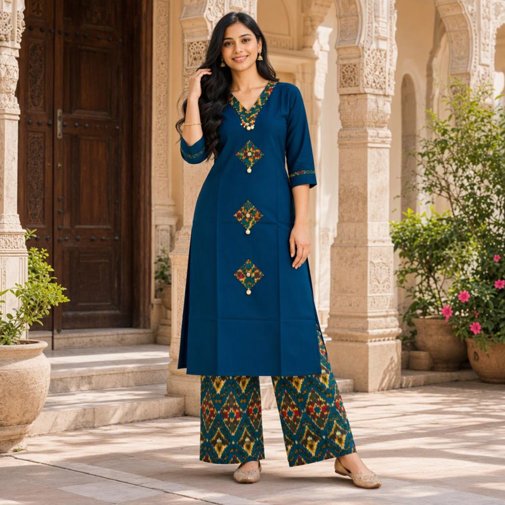 Cotton Ikkat Print Co-ord Set for Women