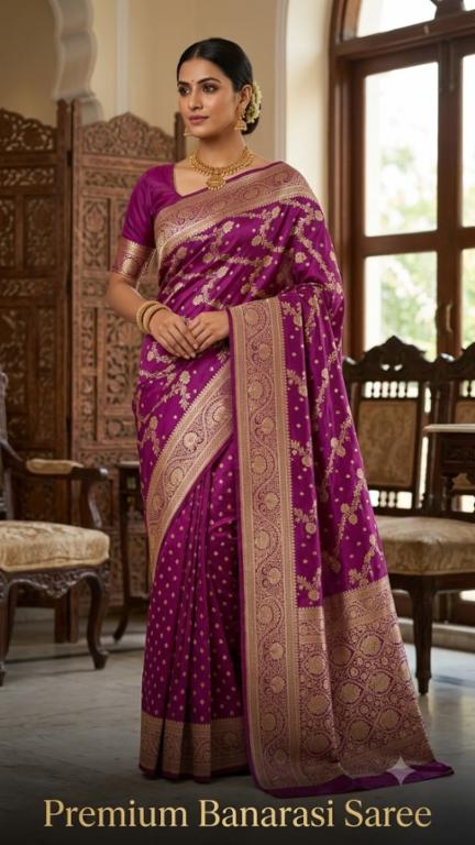 Premium Purple Banarasi Saree with bluse
