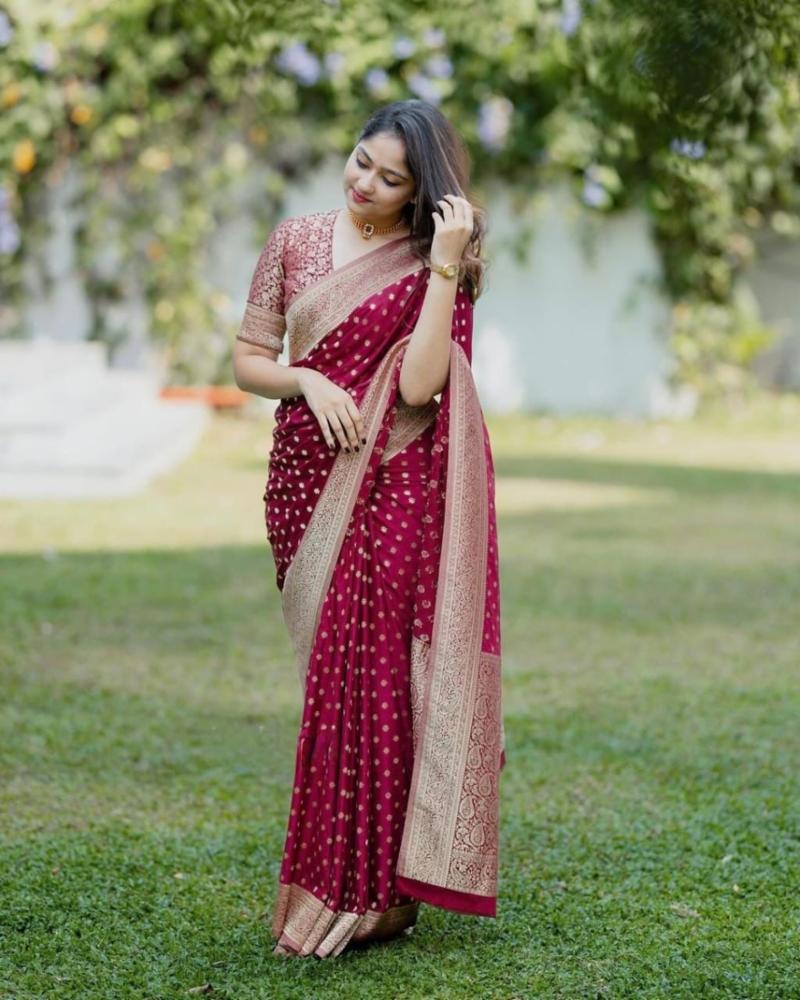 Banarasi Soft Silk Saree with Zari Work and Jacquard Border