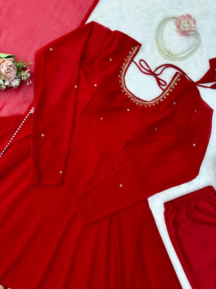 Fendy Silk Anarkali, Micro Cotton Pant & Fendi Silk Dupatta Set