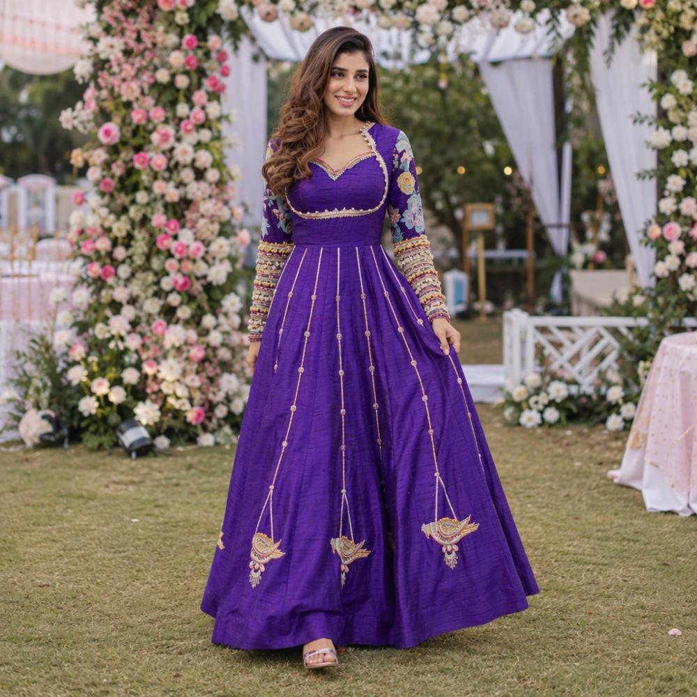 Embroidered Georgette Anarkali Gown with Dupatta